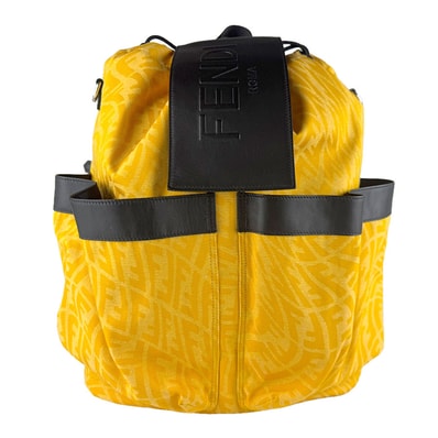 フェンディ FENDI リュック ストライク ラージ ナイロン/レザー イエロー/ブラック メンズ 7VZ056 AG0K【中古】 z9258