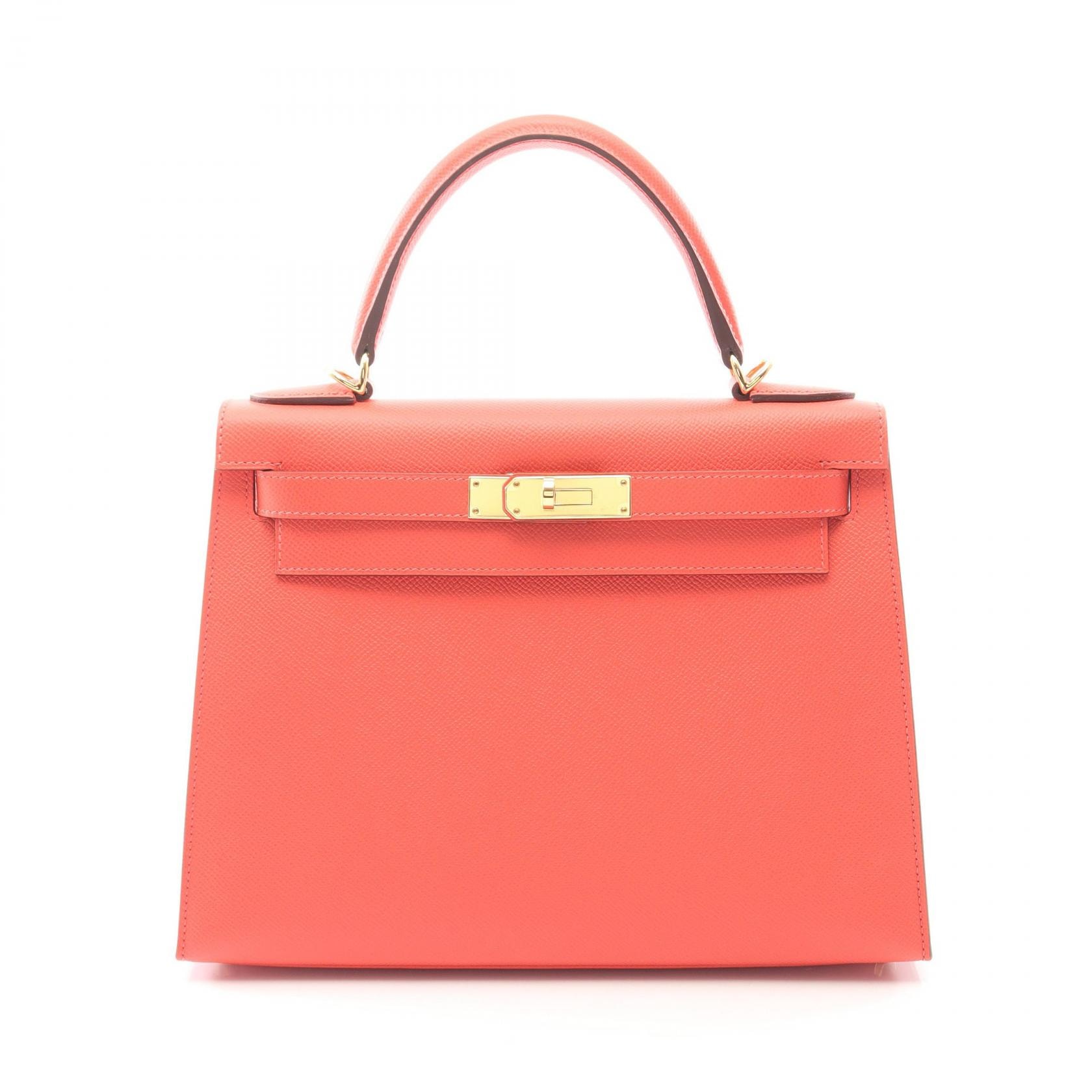 エルメス HERMES ケリー28 ハンドバッグ バッグ レザー カーフ(牛革) ヴォーエプソン ヴォーエプソン ローズジャイプール A刻印(2017年製造) レディース レッド系 【中古】