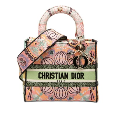 ディオール LADY D-LITE ミディアム ハンドバッグ ショルダーバッグ 2WAY マルチカラー キャンバス レディース Dior 【中古】