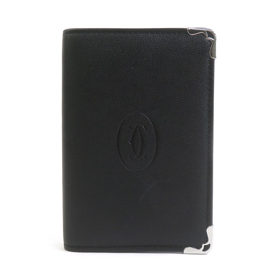 カルティエ CARTIER カードケース 名刺入れ マストライン レザー ブラック ユニセックス【中古】 56597k