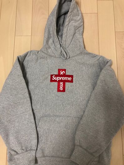 Supreme Cross Box Logo Hooded Sweatshirt "Grey"