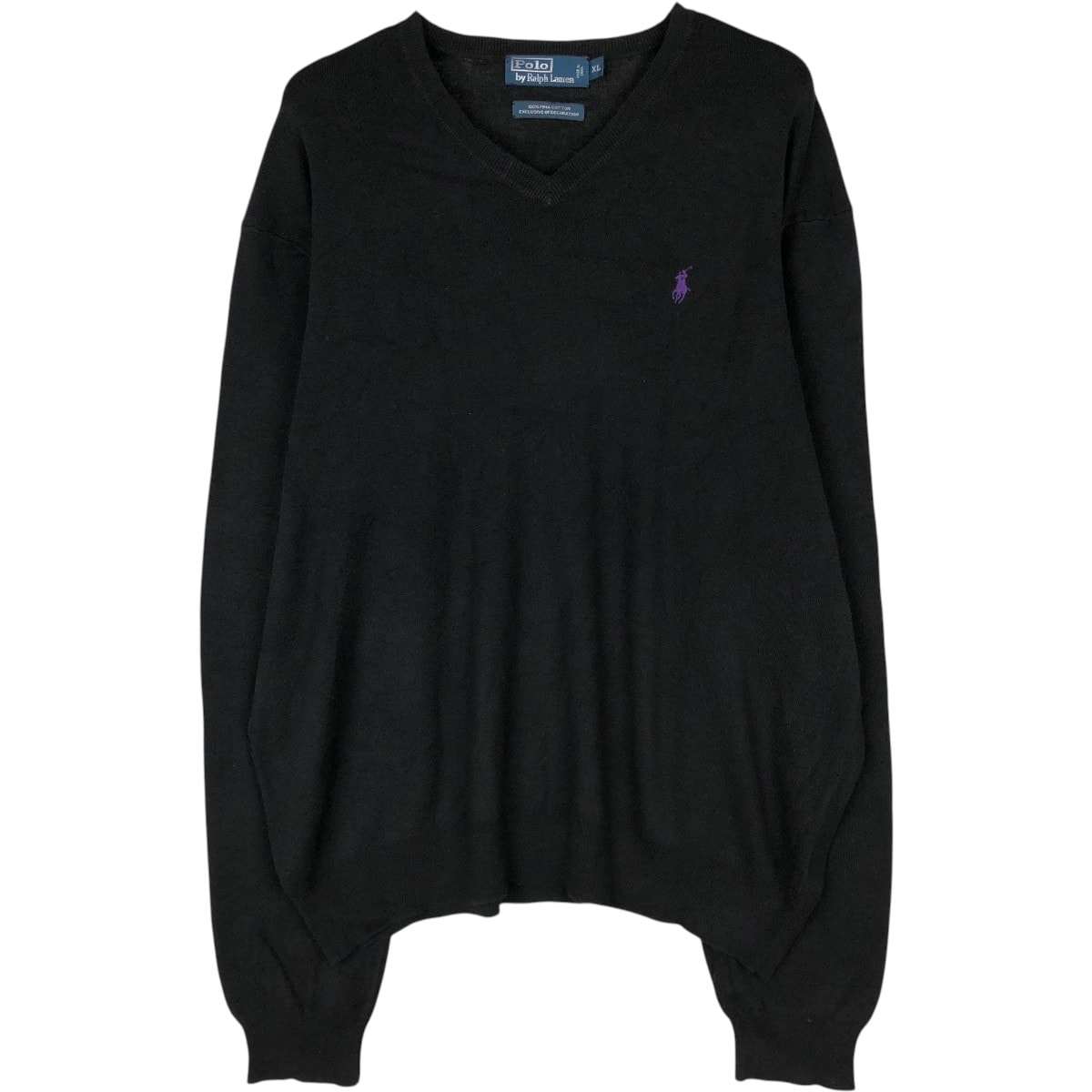 古着 ラルフローレン Ralph Lauren POLO by Ralph Lauren Vネック ピマコットンニットセーター メンズXL相当/eaa654174