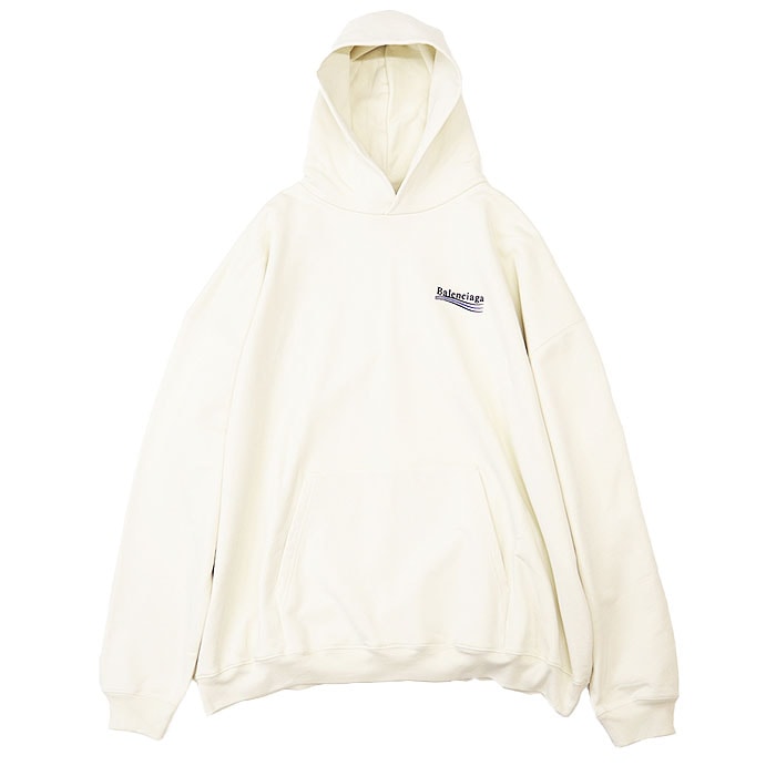 未使用 バレンシアガ 2021年製 プルオーバー ロゴ 刺繍 パーカー メンズ ライトベージュ XS BALENCIAGA
