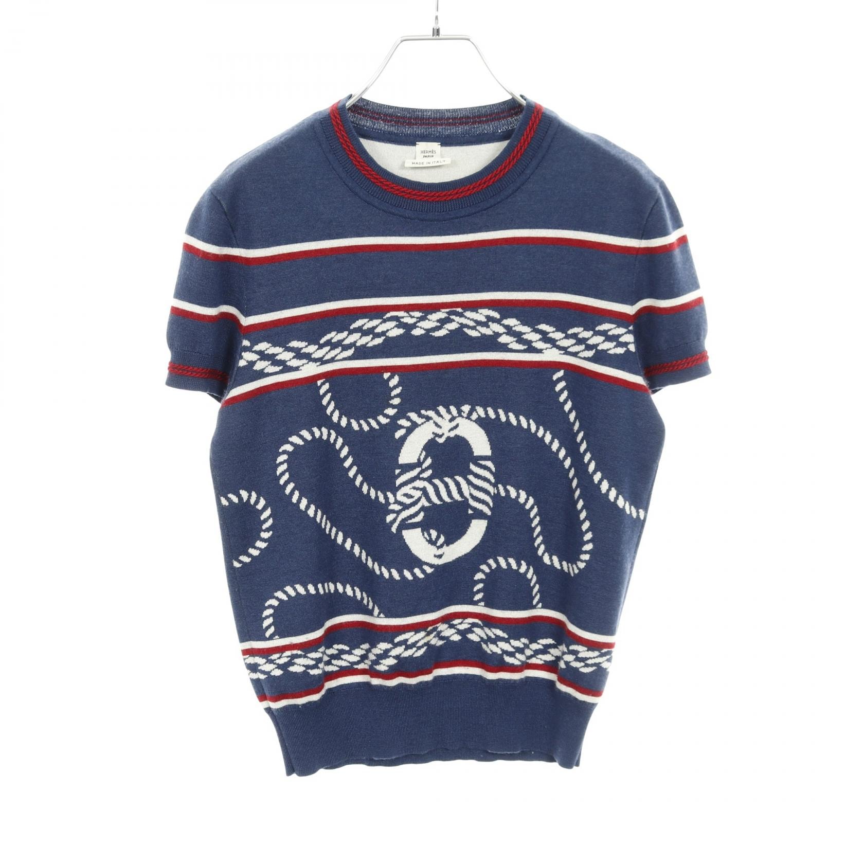 エルメス HERMES カノエ シェーヌダンクル ニット 衣料品 トップス カシミヤ シルク シルク レディース ネイビー系 / マルチカラー 3E2615D4 【中古】