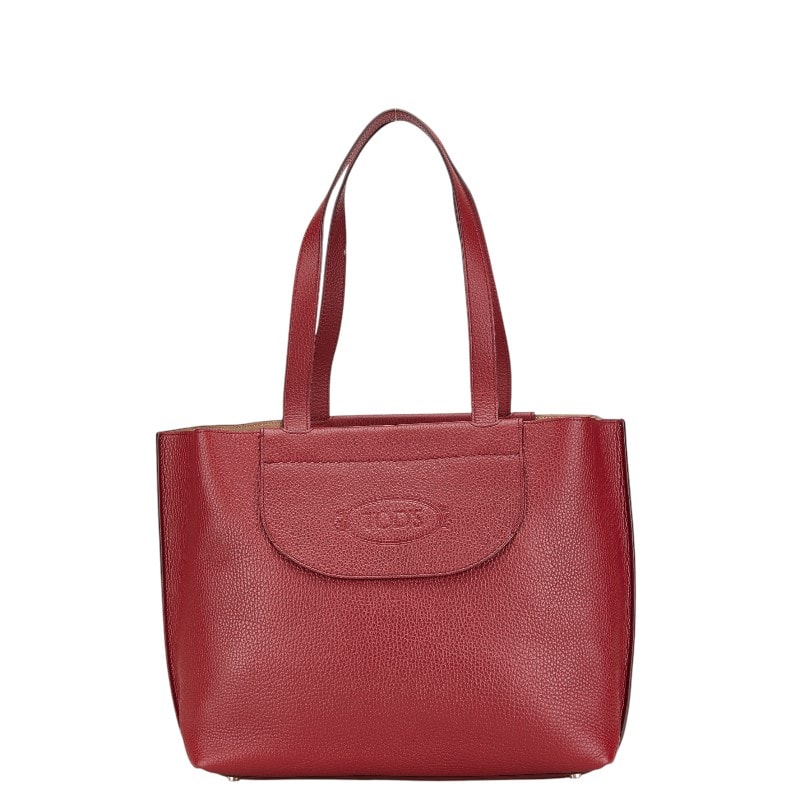 토즈 플로리다 미디엄 토트 백 쇼핑백 레드 가죽 여성 TOD'S [중고]