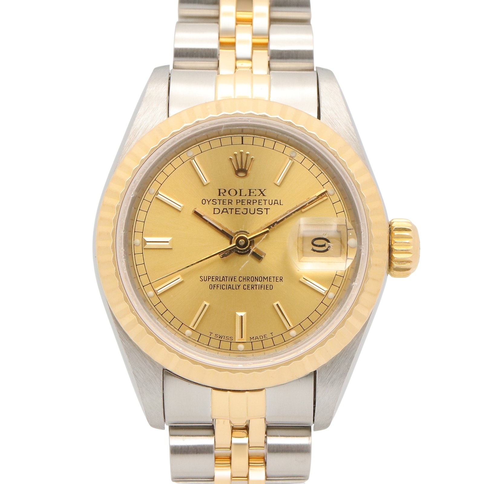 ロレックス ROLEX デイトジャスト R番 腕時計 時計 K18(イエローゴールド) ステンレススチール レディース ゴールド系 シャンパン/バー 69173 【中古】