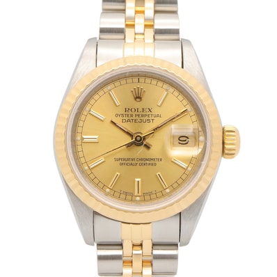 ロレックス ROLEX デイトジャスト R番 腕時計 時計 K18(イエローゴールド) ステンレススチール レディース ゴールド系 シャンパン/バー 69173 【中古】