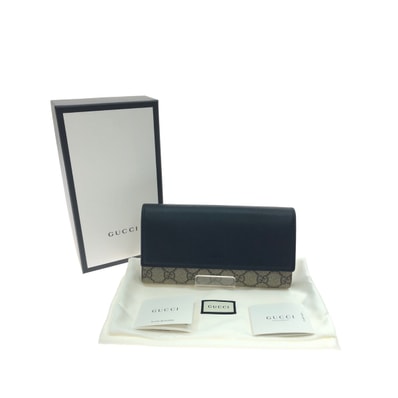 ▼▼GUCCI グッチ ユニセックス 長財布 GGスプリーム コンチネンタルウォレット 410100 ベージュ×ブラック