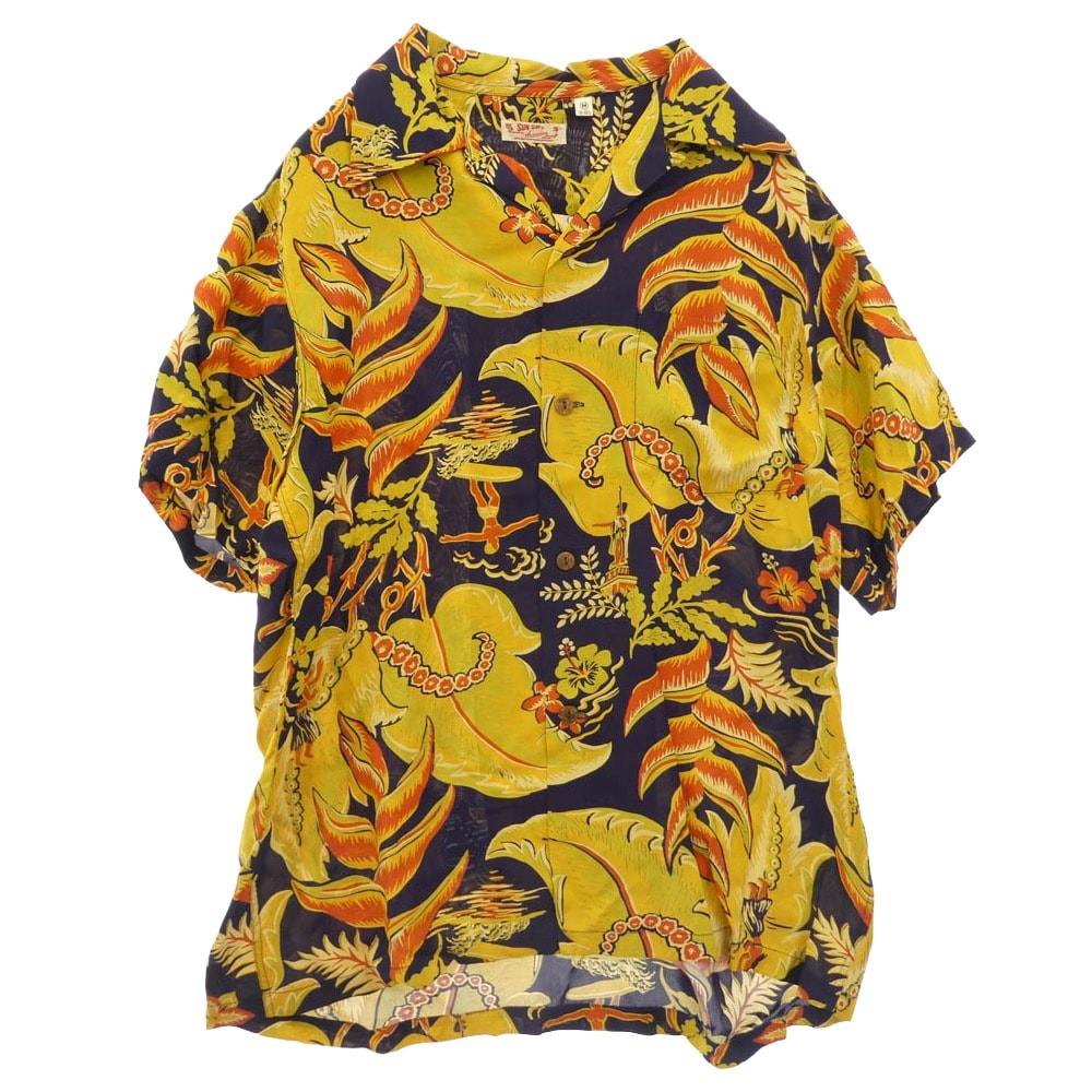 SUN SURF サンサーフ 半袖シャツ SS34453 HANGING HELICONIA ハンギングヘリコニア 半袖 アロハシャツ ネイビー系 マルチカラー系 M【中古】