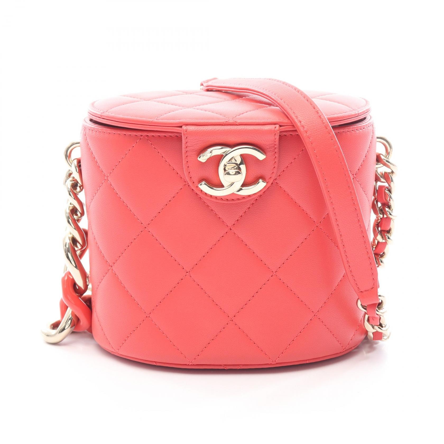シャネル CHANEL マトラッセ バニティ ショルダーバッグ バッグ ラムスキン(羊革) レディース レッド系 【中古】