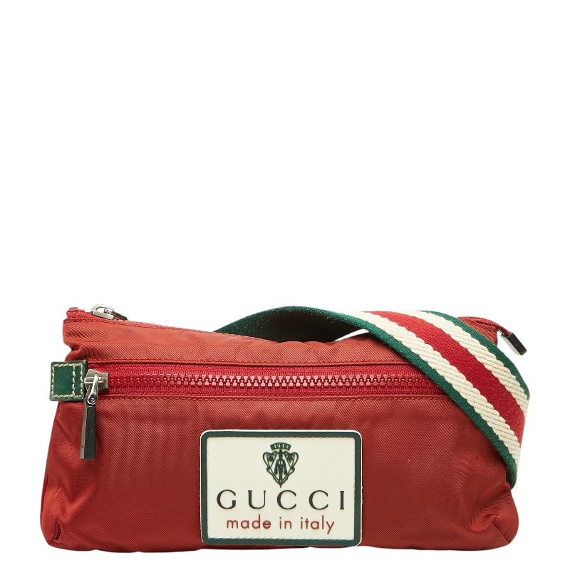 グッチ ロゴ ボディバッグ ウエストバッグ ショルダーバッグ 189663 レッド グリーン ナイロン レディース GUCCI 【中古】