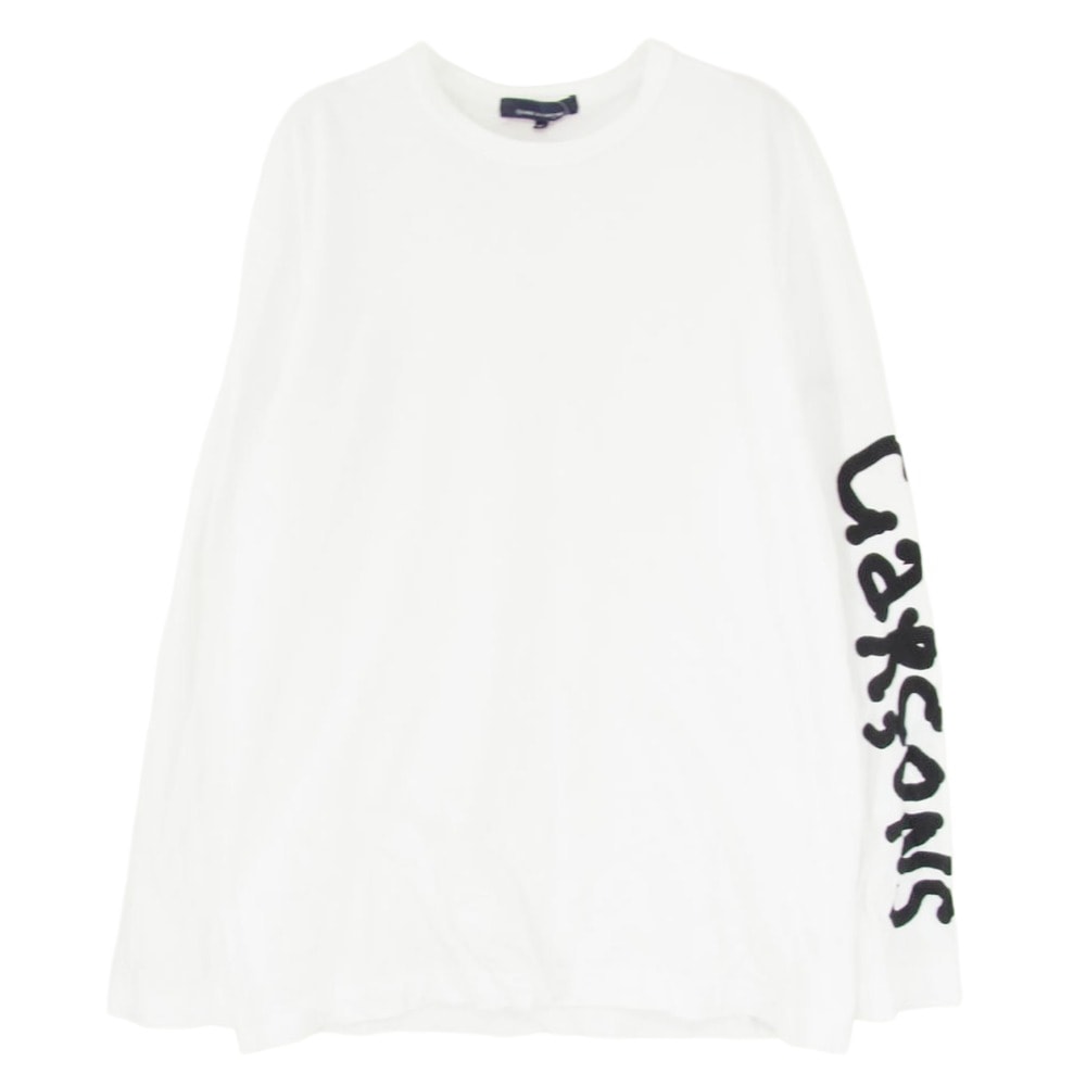 COMME des GARCONS コムデギャルソン 23AW KK-T102 青山店限定 Alisa Yoffe アリサ ヨッフェ 手書き風 ロゴプリント グラフィック クルーネック 長袖 Tシャツ カットソー ホワイト系 XL【中古】