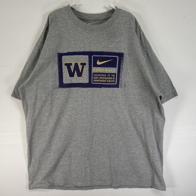 古着 ナイキ NIKE 半袖Tシャツ カレッジ ワシントン大学 ワシントン・ハスキーズ ラバープリント 大きいサイズ XL グレー メンズ