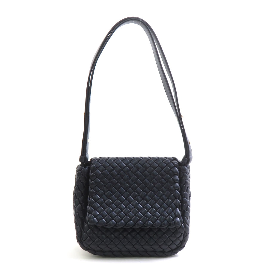 ボッテガヴェネタ BOTTEGAVENETA ショルダーバッグ イントレチャート スモールコブル レザー ネイビー レディース【中古】 90282k