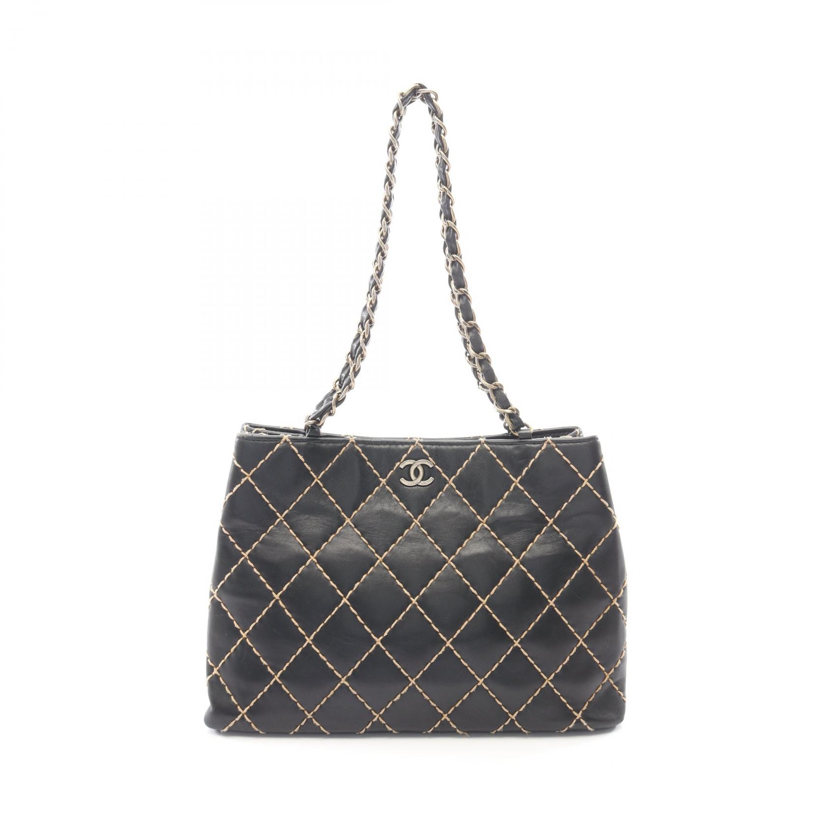 シャネル CHANEL ワイルドステッチ ショルダーバッグ バッグ レザー レディース ブラック系 【中古】