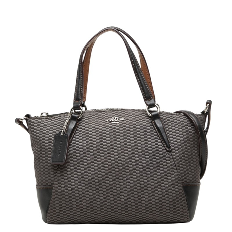コーチ ハンドバッグ 斜め掛け ショルダーバッグ F27574 グレー ブラウン キャンバス レザー レディース COACH 中古