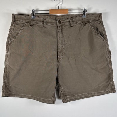 古着 カーハート Carhartt ダック ショートパンツ 大きいサイズ ワークショーツ ワンポイント ペインター w44 ブラウン系 メンズ