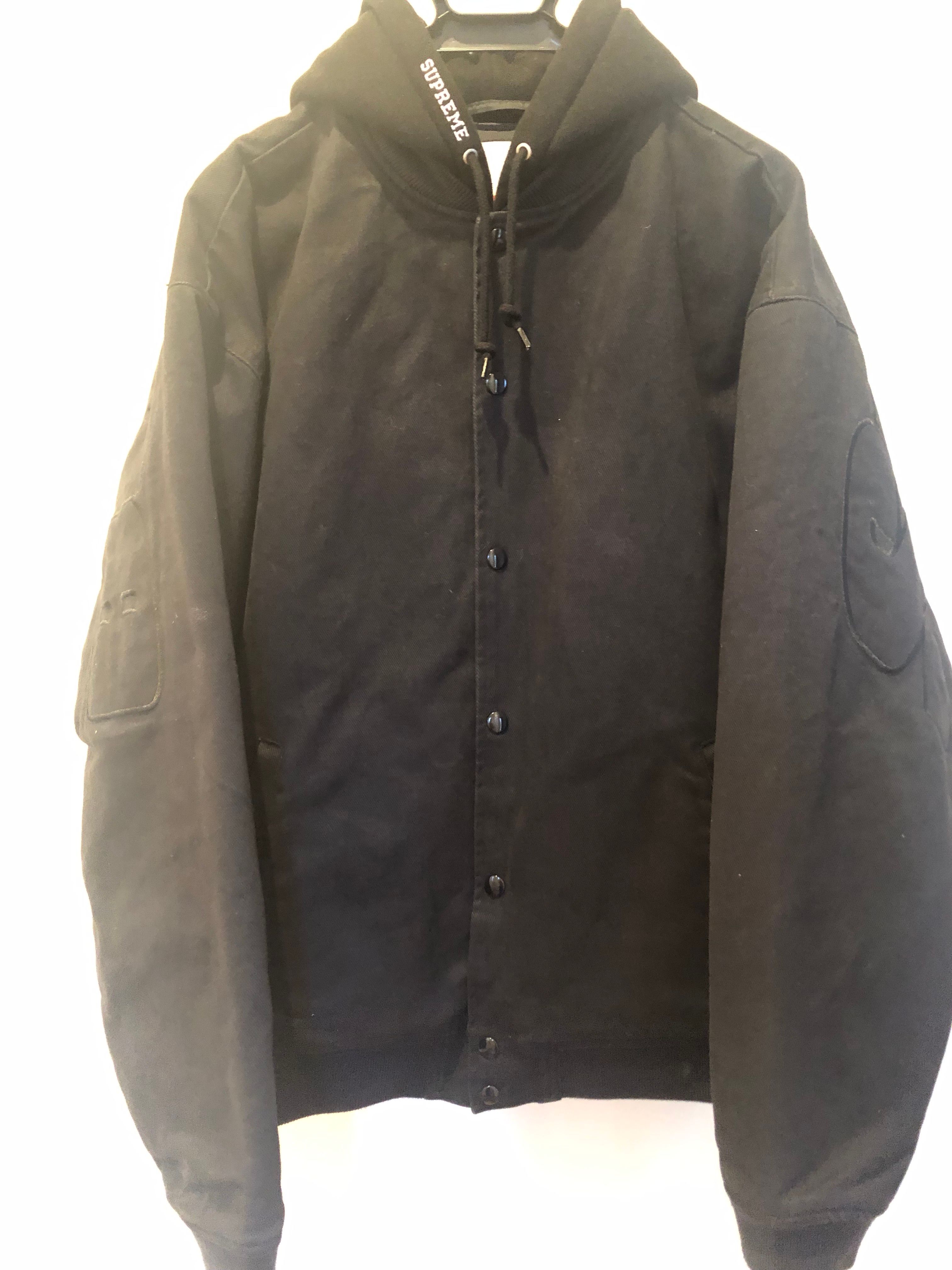 Supreme Hooded Twill Varsity Jacket "Black"