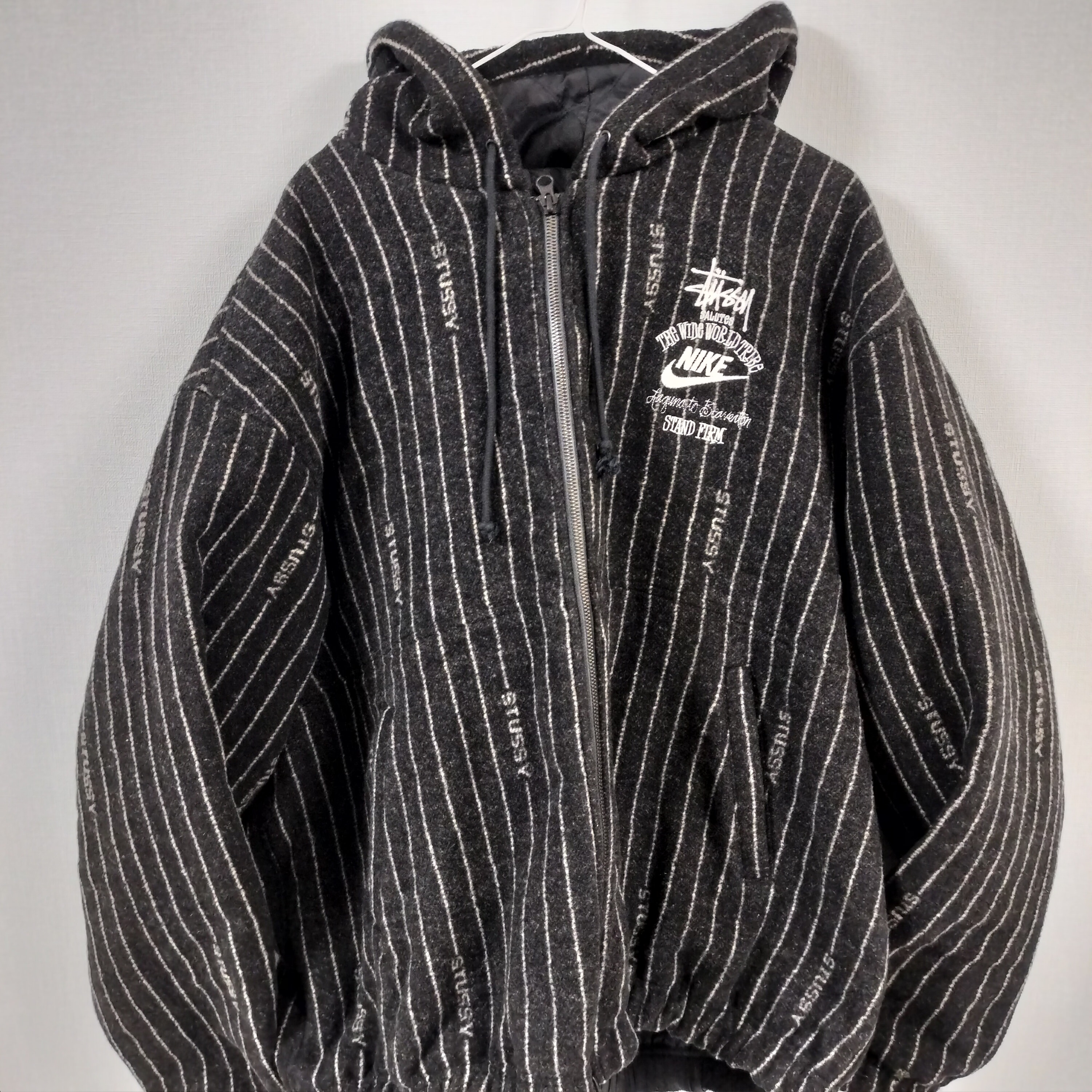 Stussy x Nike Striped Wool Jacket "Black"
