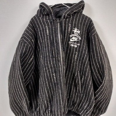 Stussy x Nike Striped Wool Jacket "Black"