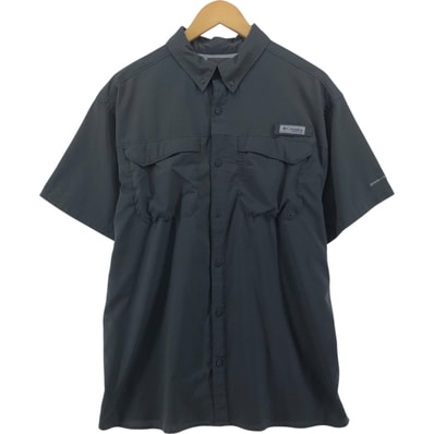 古着 コロンビア Columbia PFG OMNI-SHADE ボタンダウン 半袖 フィッシングシャツ メンズL相当/eaa555837