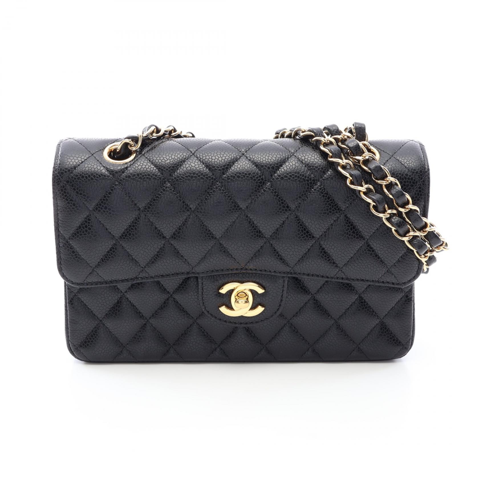 シャネル CHANEL マトラッセ Wフラップ ショルダーバッグ バッグ キャビアスキン(グレインドカーフ) レディース ブラック系 【中古】