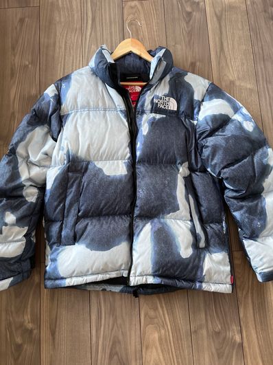 Supreme x The North Face Bleached Denim Print Nuptse Jacket "Indigo"
