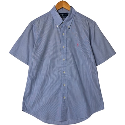 古着 ラルフローレン Ralph Lauren CUSTOM FIT 半袖 ボタンダウン ストライプシャツ メンズL相当/eaa557846