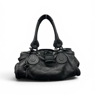 CHLOE 希少 美品 クロエ パディントン ソーブラック ハンドバッグ レザー ブラック ミニボストンバッグ ショルダーバッグ 肩掛け Y2K ABランク 中古 鑑定済 クロエバッグ