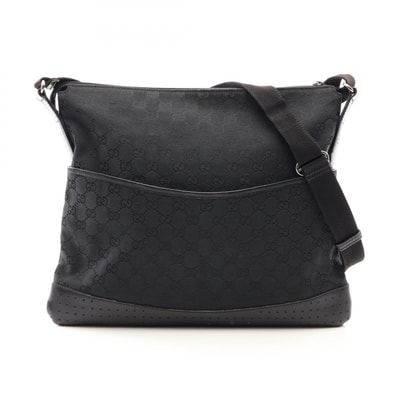 グッチ GUCCI GGキャンバス ショルダーバッグ バッグ キャンバス レザー レディース ブラック系 145856 【中古】
