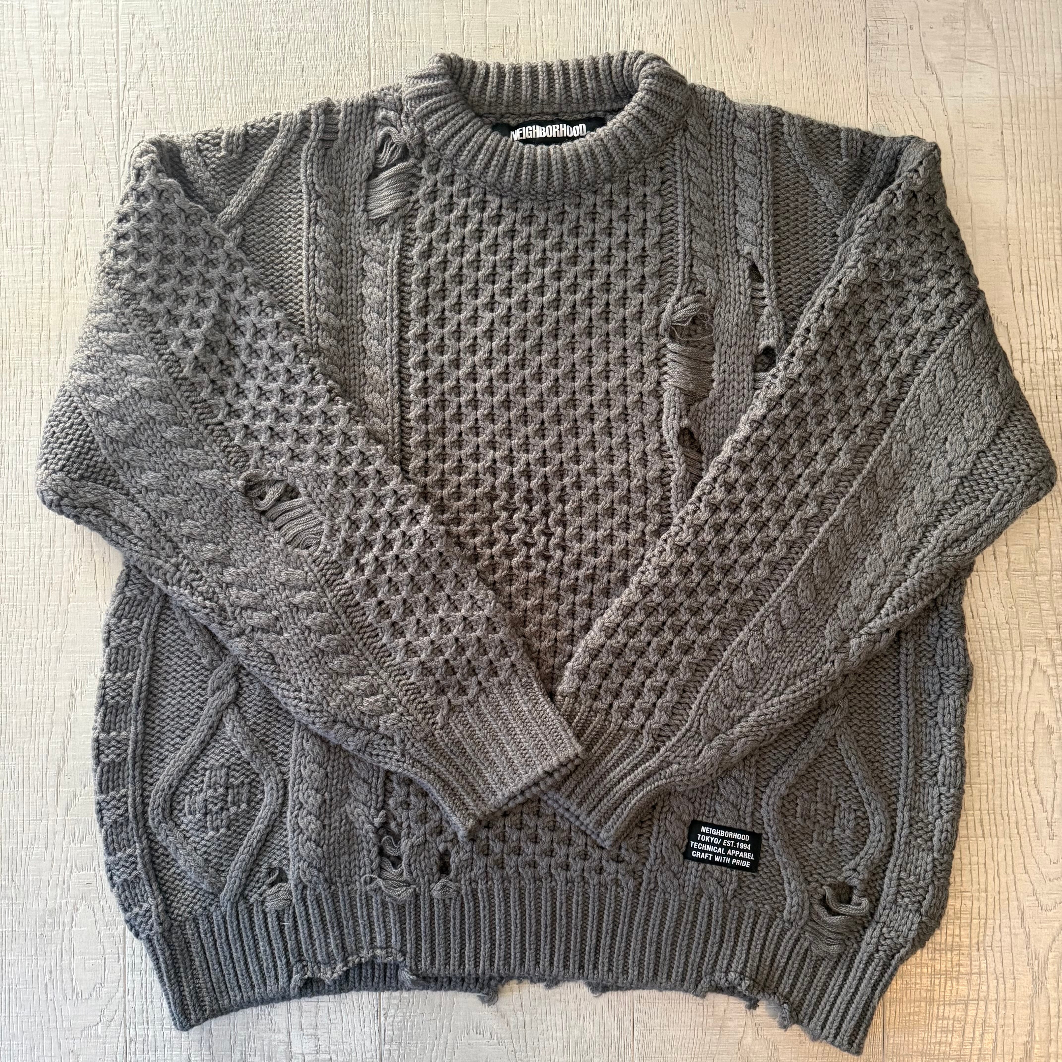 NEIGHBORHOOD Savage Cable Sweater . AW "Gray"