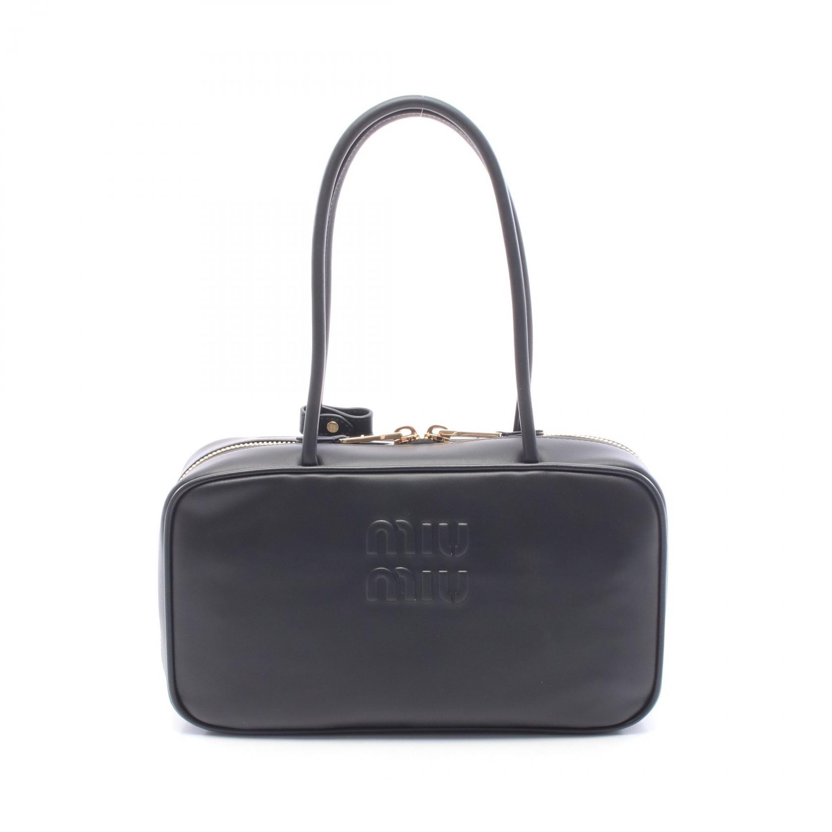 ミュウ ミュウ Miu Miu ボー バッグ ミディアム ショルダーバッグ バッグ レザー レディース ブラック系 5BB1722CRWF0002 【新品】