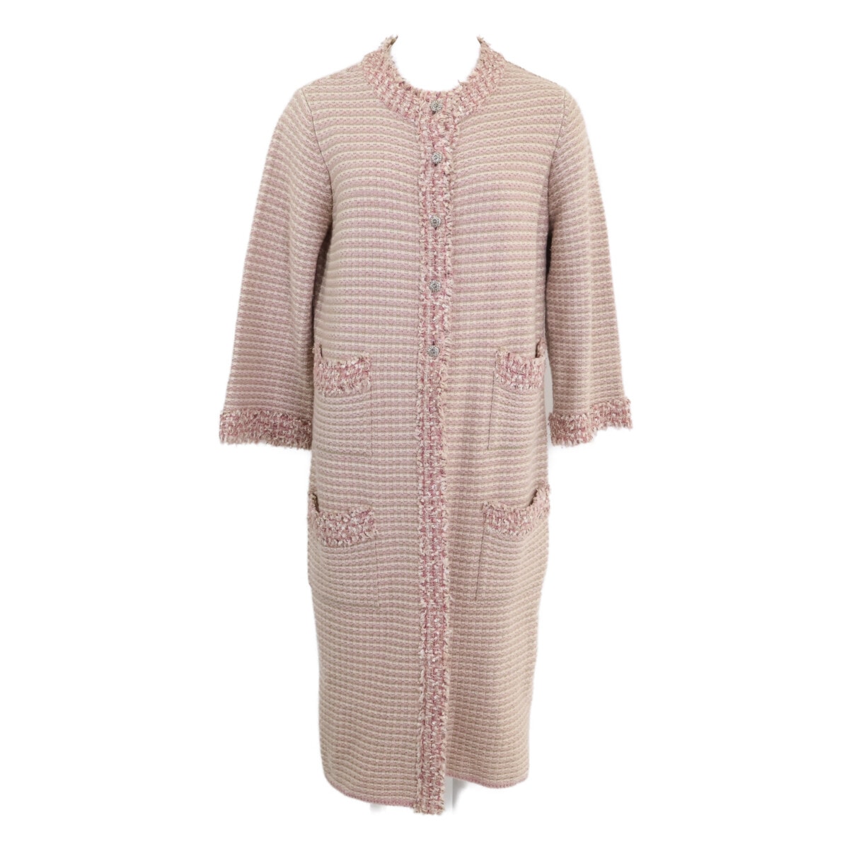 シャネル 【美品/国内正規】06C P27551W03705 ココマークボタン ツイード ニット 44