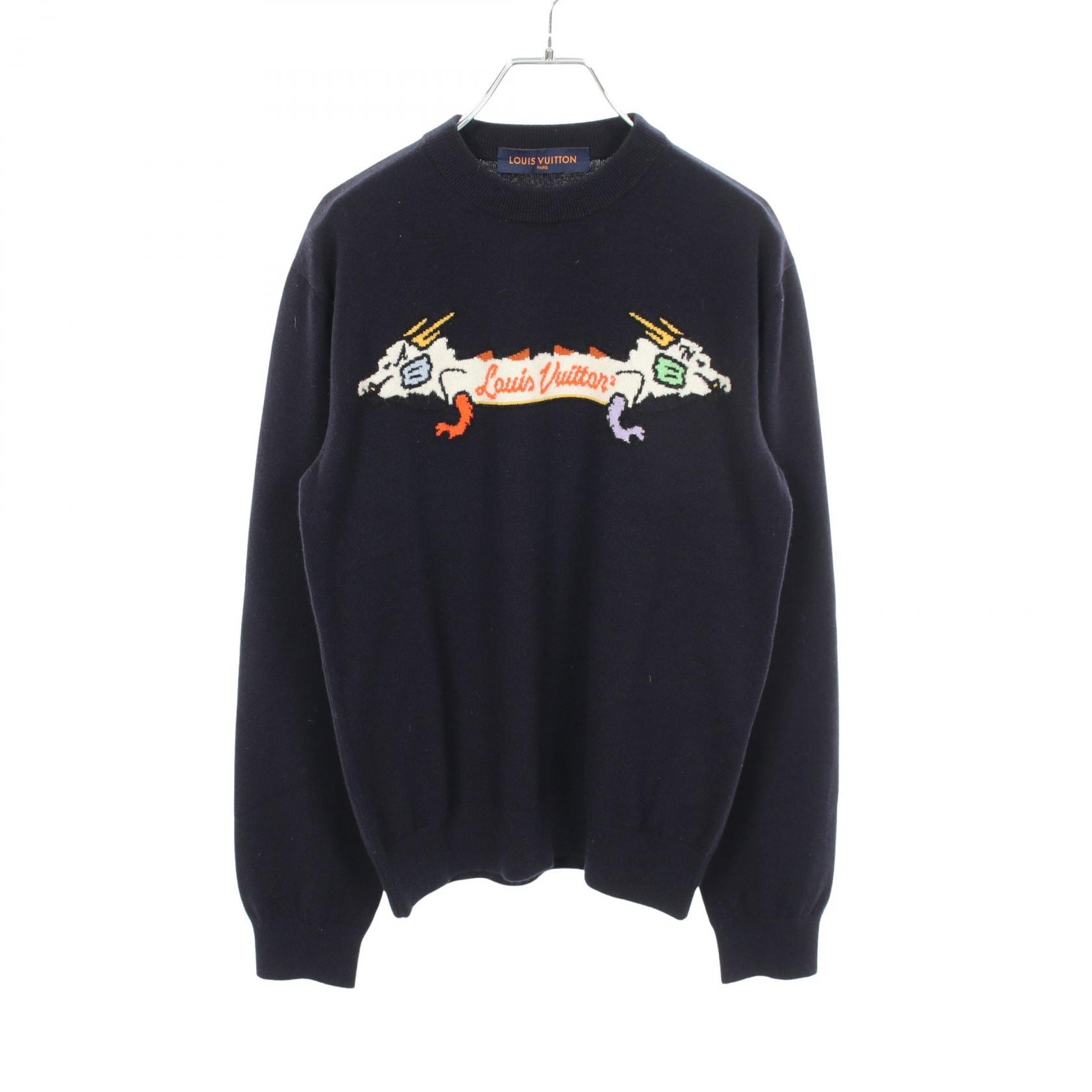 ルイ・ヴィトン LOUIS VUITTON LOUIS VUITTON × NIGO インタルシアジャカード ドラゴン グラフィック ニット 衣料品 トップス カシミヤ メンズ ネイビー系 / マルチカラー RM221M DLB HMN02W 【中古】