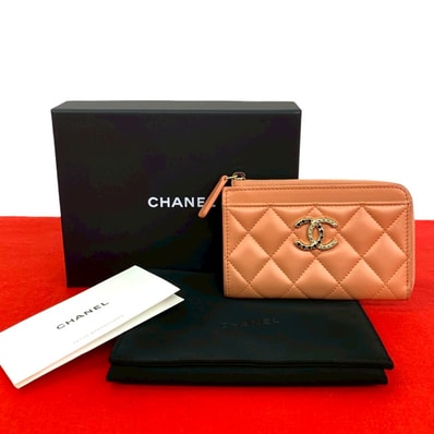 CHANEL シャネル マトラッセ ココマーク ラムスキン コインケース オレンジ
84783