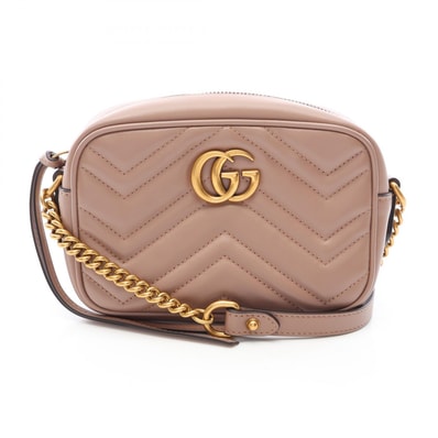 グッチ GUCCI GGマーモント キルティング ミニバッグ ショルダーバッグ バッグ レザー レディース ベージュ系 448065 【中古】