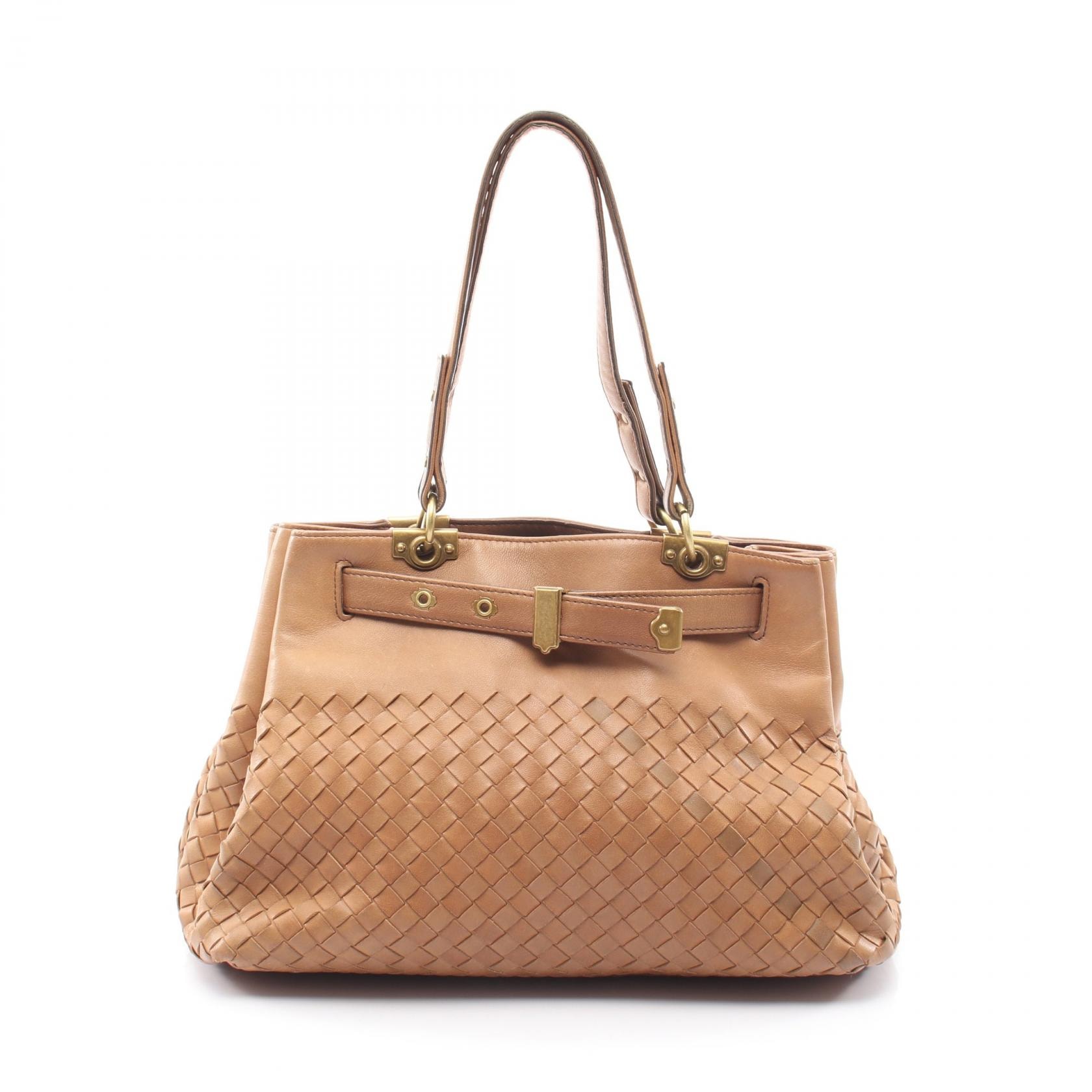 ボッテガヴェネタ BOTTEGA VENETA イントレチャート ハンドバッグ バッグ レザー レディース ブラウン系 162110 【中古】