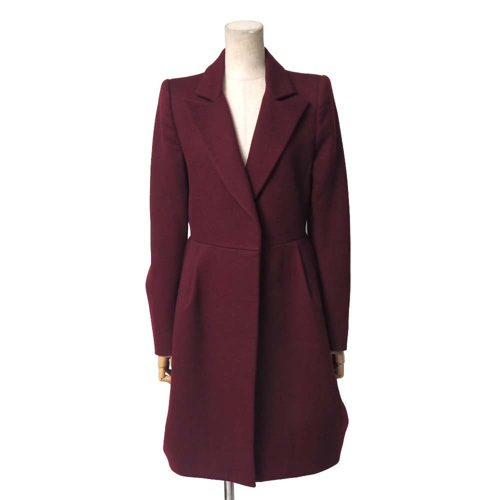 PRADA プラダ コート サイズ38 タック フレア チェスターコート ウール ロングコート イタリア製 ブランド古着【中古】20260126/RA7486