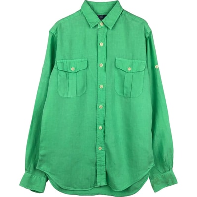 古着 ラルフローレン Ralph Lauren 長袖 リネンシャツ メンズS相当/evb036013