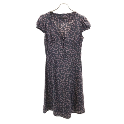 MARC BY MARC JACOBS マークバイマークジェイコブス シルク100% 花柄 半袖 ワンピース 4 グレー系
