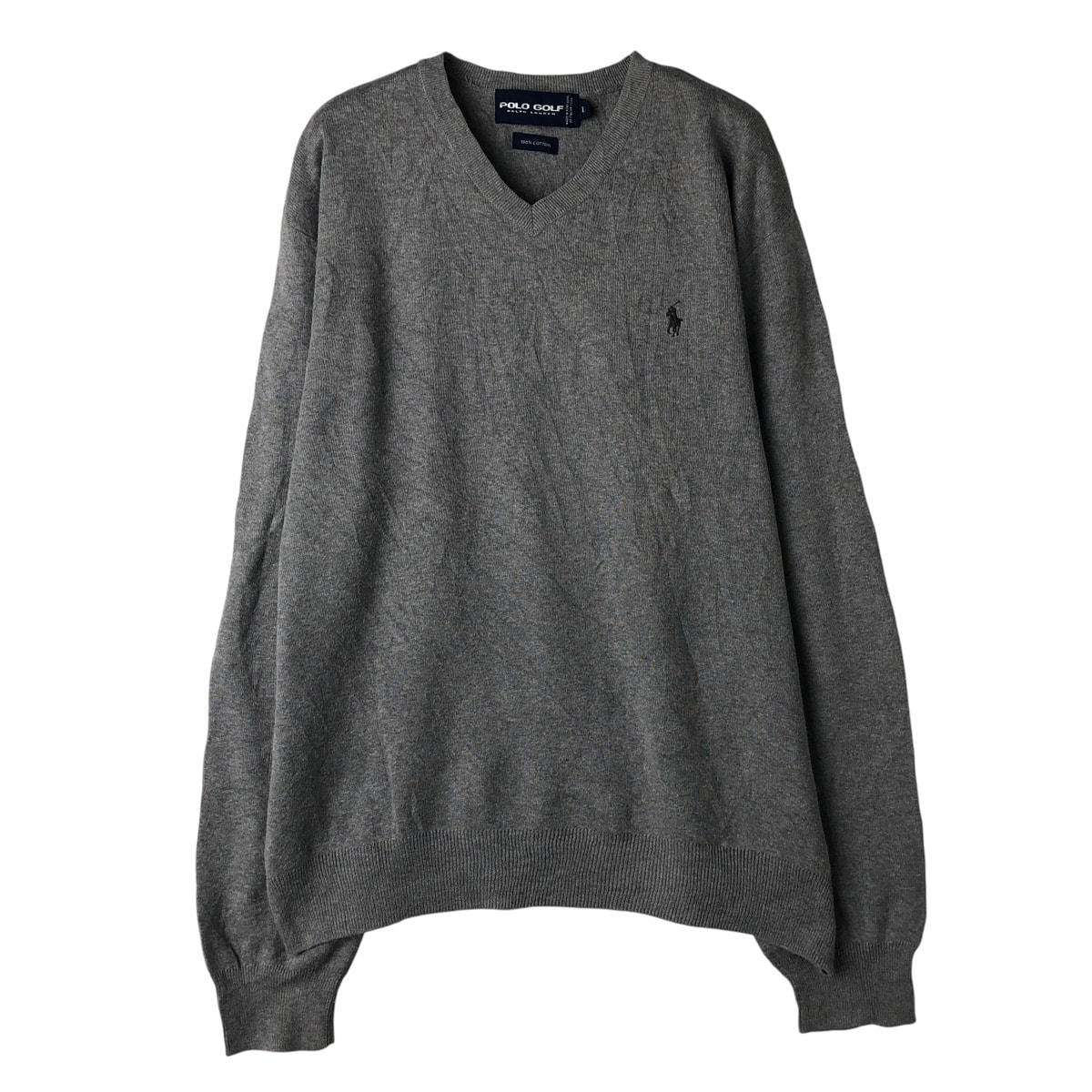 古着 ラルフローレン Ralph Lauren POLO GOLF ポロゴルフ Vネック コットンニットセーター メンズL相当/eaa608353