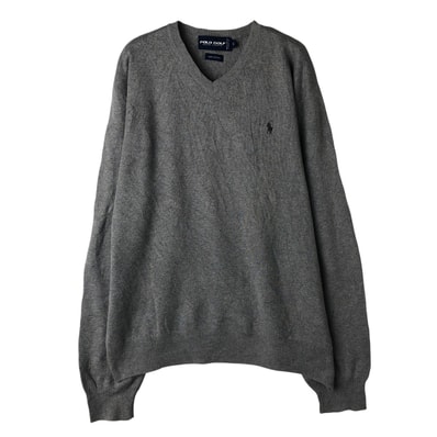 古着 ラルフローレン Ralph Lauren POLO GOLF ポロゴルフ Vネック コットンニットセーター メンズL相当/eaa608353