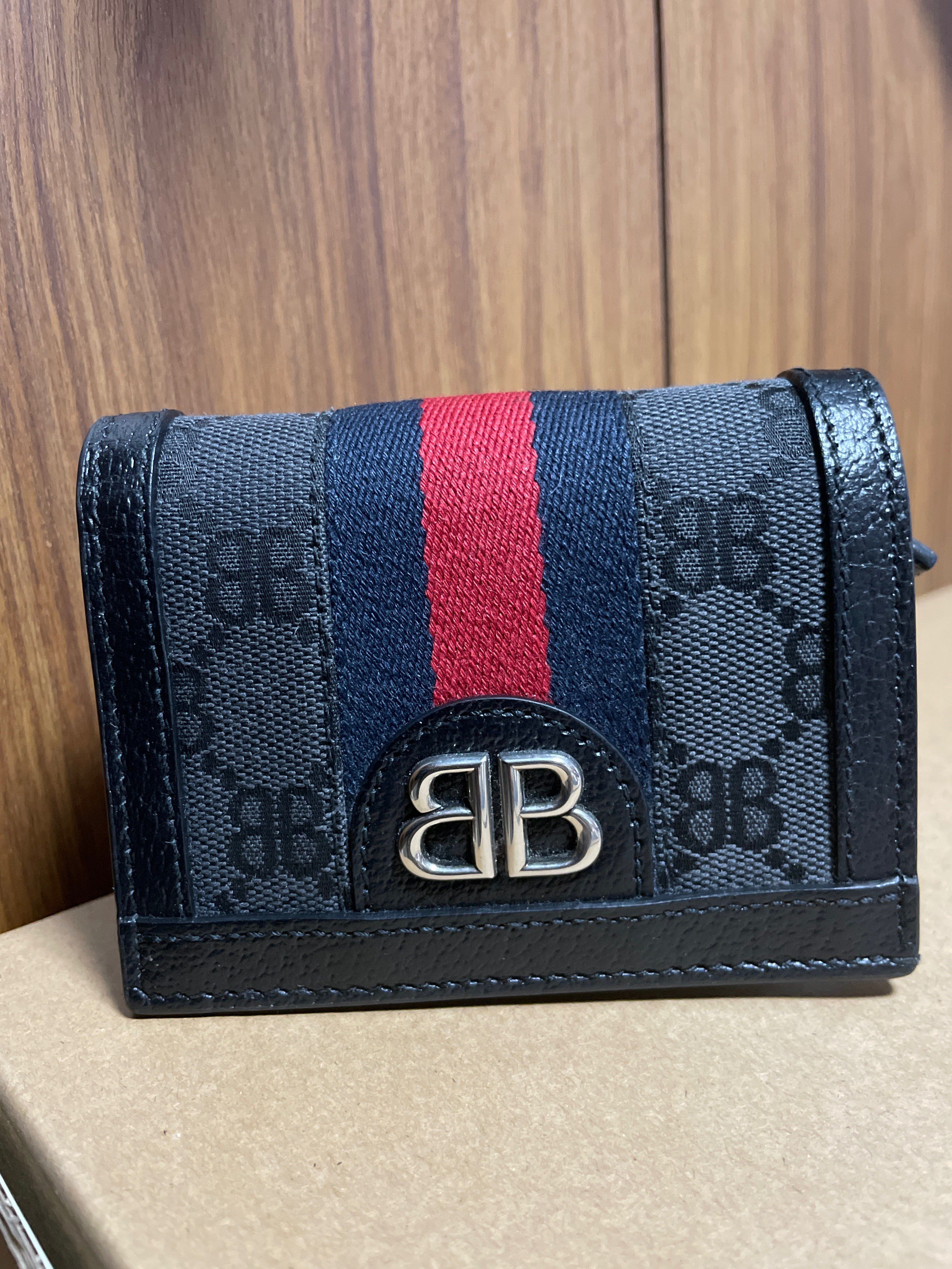 GUCCI x Balenciaga Hacker Card Case Wallet In Canvas Jacquard "Black"