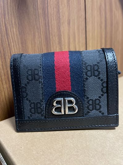 GUCCI x Balenciaga Hacker Card Case Wallet In Canvas Jacquard "Black"