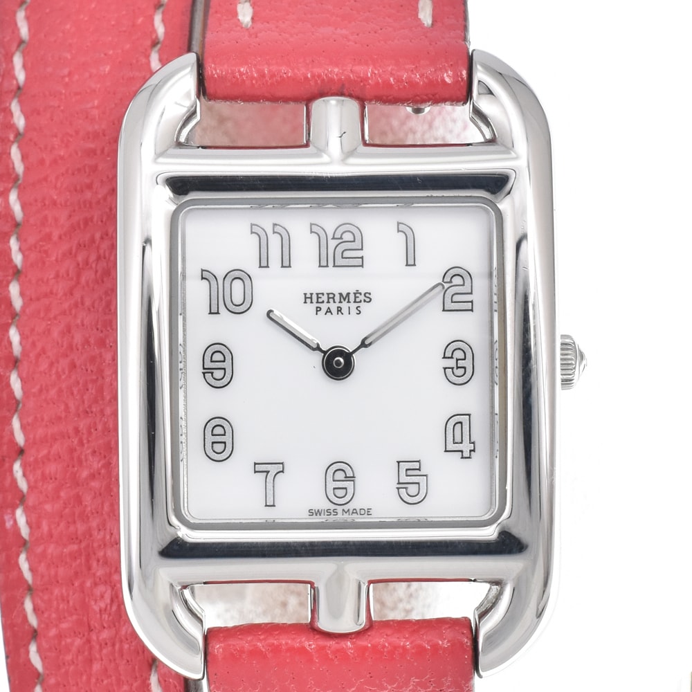 エルメス HERMES CC1.210 ケープコッド ドゥブルトゥール ホワイト クォーツ レディース 美品 腕時計 E#147138