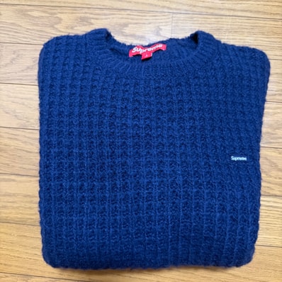 Supreme Small Box Waffle Sweater "Navy"