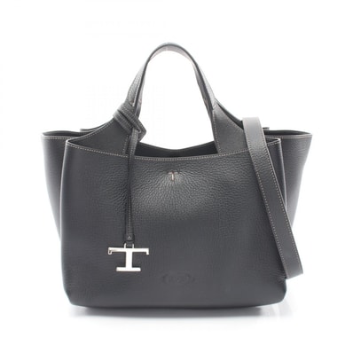 トッズ TOD'S Tタイムレス ミニ 2WAY ハンドバッグ バッグ レザー レディース ブラック系 XBWAPAFL100QRIB999 【中古】