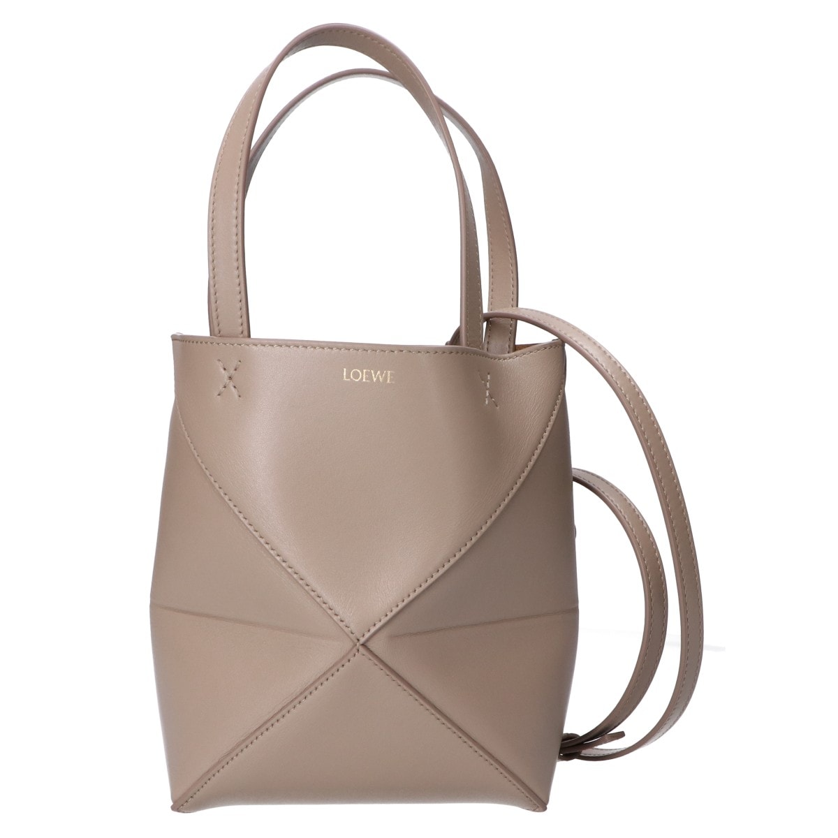 ロエベ A657V25X01 シャイニーカーフスキン パズルフォルドトート ミニ 2WAYトートバッグ -