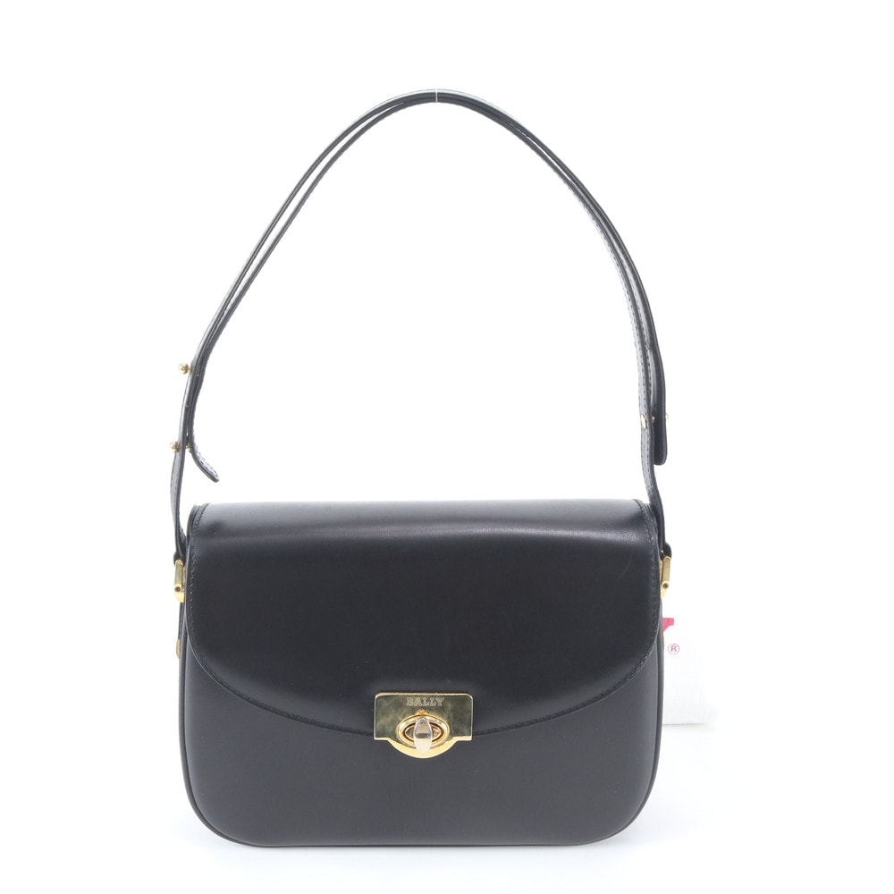 ♥極美品　BALLY 　ショルダーバッグ　レザー　ブラック B (目立った傷や汚れなし)】□極美品 バリー ショルダーバッグ レザー