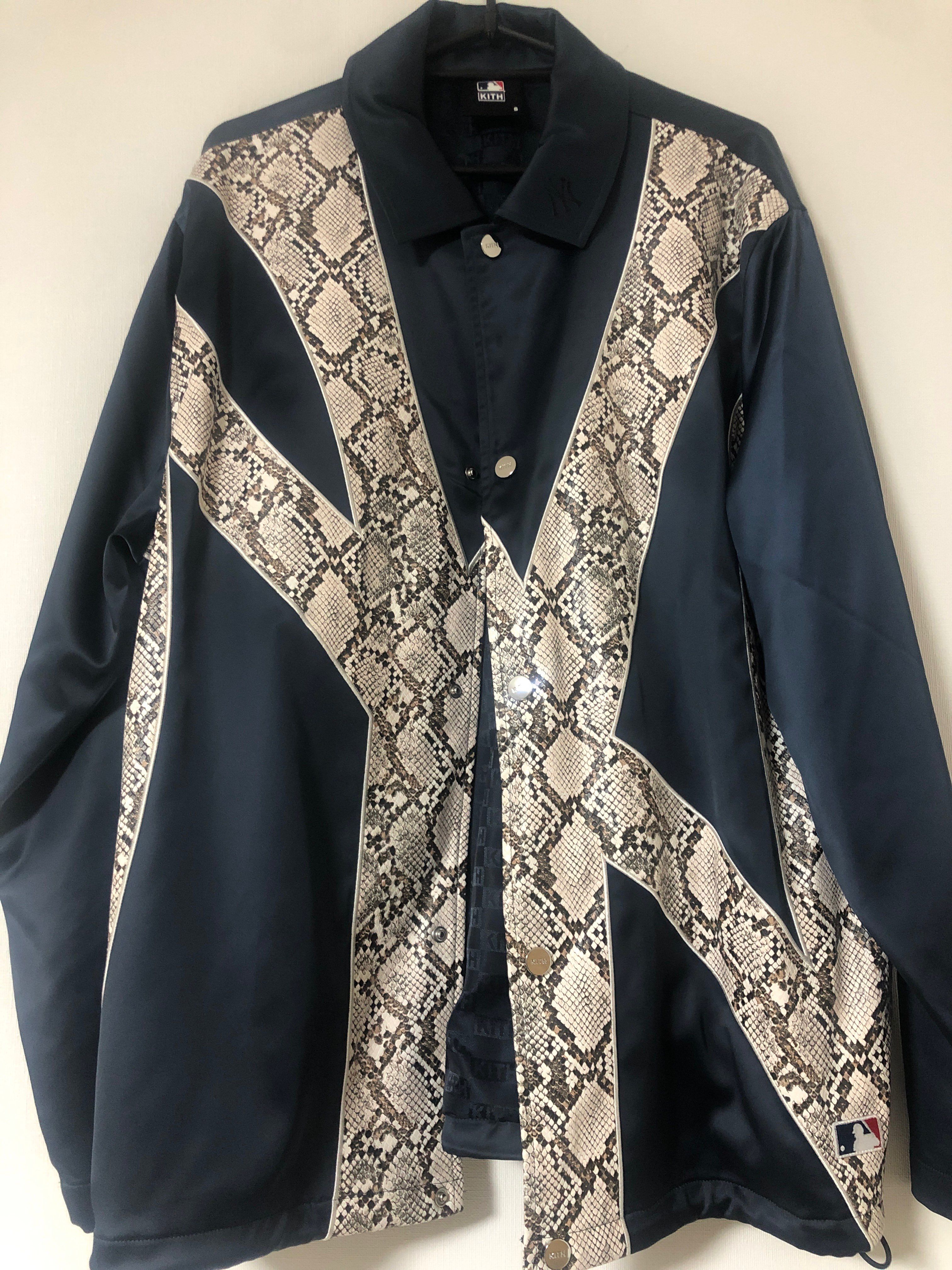 Kith x Major League Baseball New York Yankees Snakeskin Coaches Jacket "Navy"